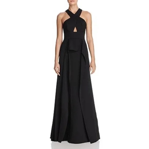 NWT BCBG MAXAZRIA BRYLEIGH HALTER CUTOUT RUFFLE GOWN / MAXI DRESS SIZE 2 $368 - Picture 1 of 5